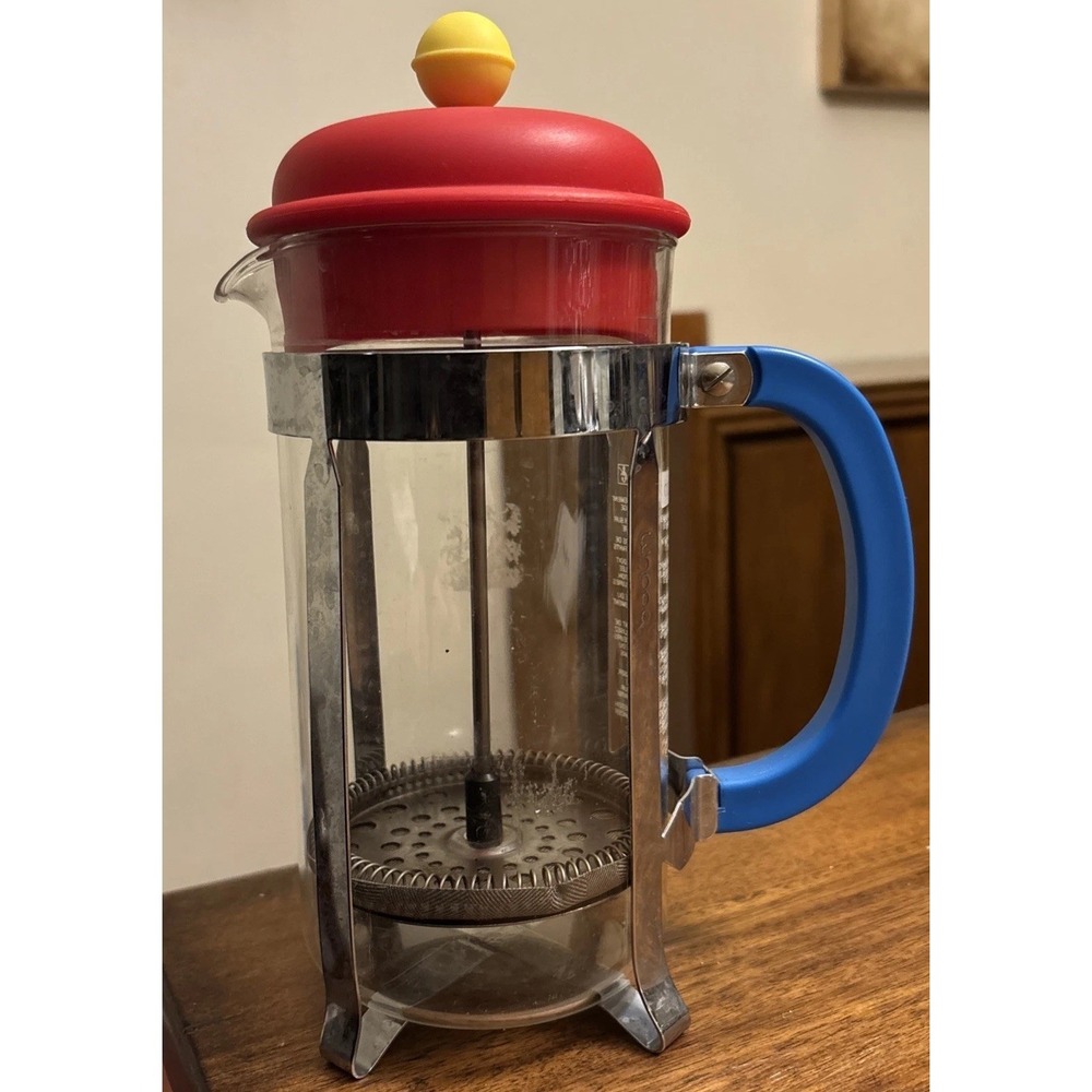 Bodum Limited Edition 70th Anniversary Yellow Red Blue Coffee French Press‎ 2014